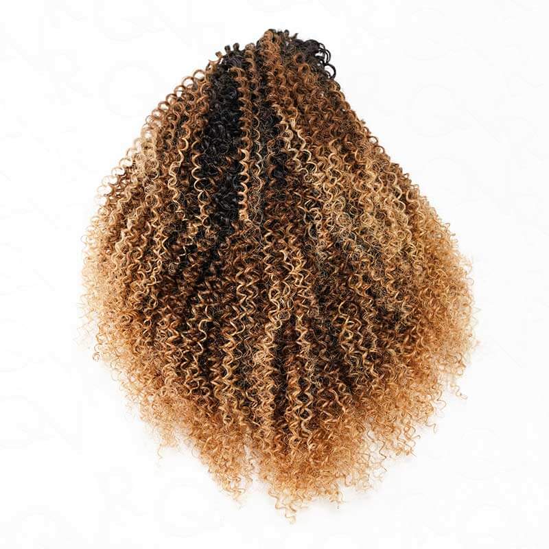 QVR Glueless Ombre Brown Blonde Kinky Curly Half Wig with Black Roots 250% Density Human Hair Wig #T1B/30/27 Wear Go Flip Over Wig - Image 5
