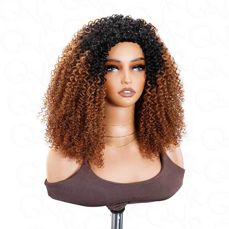 QVR Glueless Kinky Curly Half Wig 250% Density Human Hair Wig Wear Go Flip Over Wig - Image 25