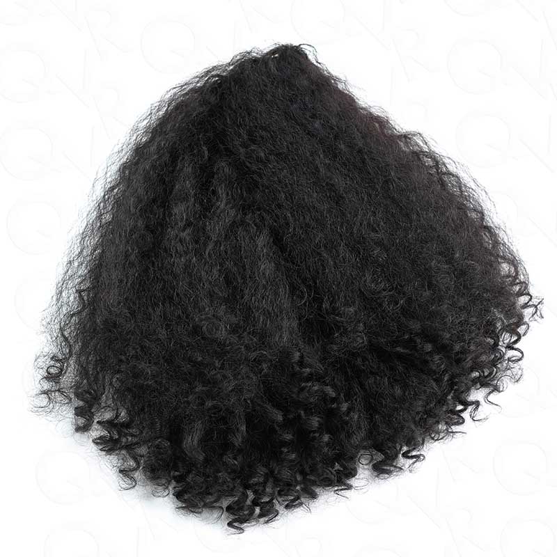 QVR Glueless Kinky Straight Half Wig With Spiral Curl 250% Density Human Hair Wig Natural Black Wear Go Flip Over Wig - Image 4