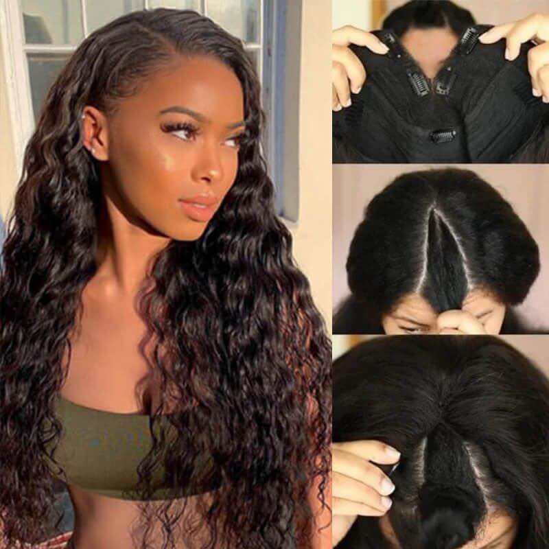 QVR Glueless Loose Deep Wave V Part Wigs 180% Density Super Natural Human Hair Glueless 0 Skill Needed Wig - Image 3