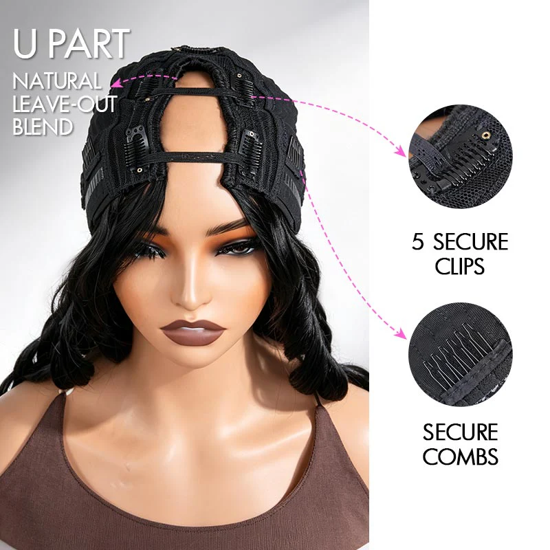 QVR Glueless Pre-Curled New Body Wave Human Hair U Part Wigs - Image 6