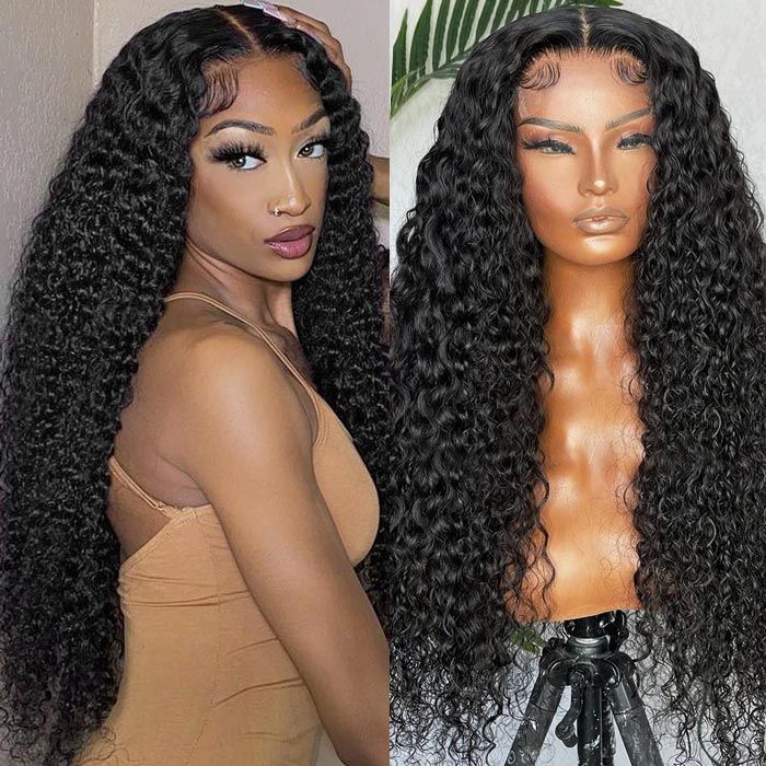 QVR Glueless Pre-cut 13x4 HD Lace Frontal Human Hair Wigs Deep Wave Wear Go Wigs - Image 3