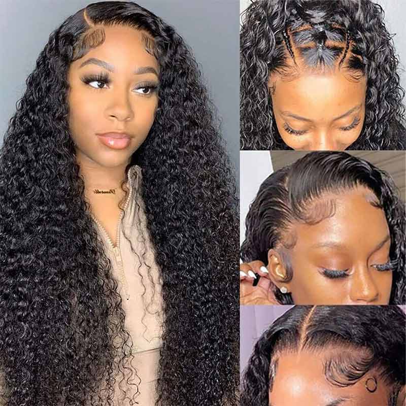 QVR Glueless Pre-cut 13x4 HD Lace Frontal Human Hair Wigs Deep Wave Wear Go Wigs - Image 4