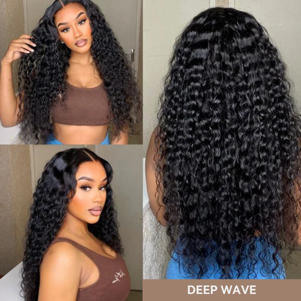 QVR Glueless Pre-cut 13x4 HD Lace Frontal Human Hair Wigs Deep Wave Wear Go Wigs - Image 5