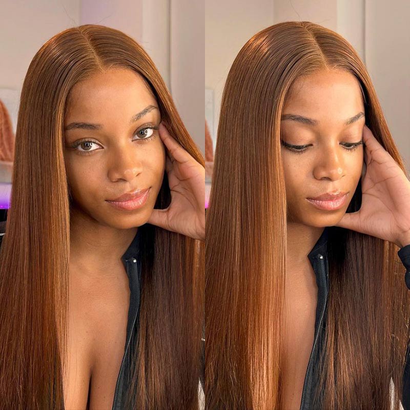 QVR Glueless Pre-cut 4x6 Lace Closure Human Hair Wigs Brown Color Body Wave Premium Wigs - Image 5