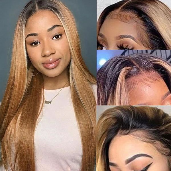 QVR Glueless Pre-cut Ombre Color 4x6 HD Lace Closure Wigs Straight/Body Wave Human Hair Wig - Image 2