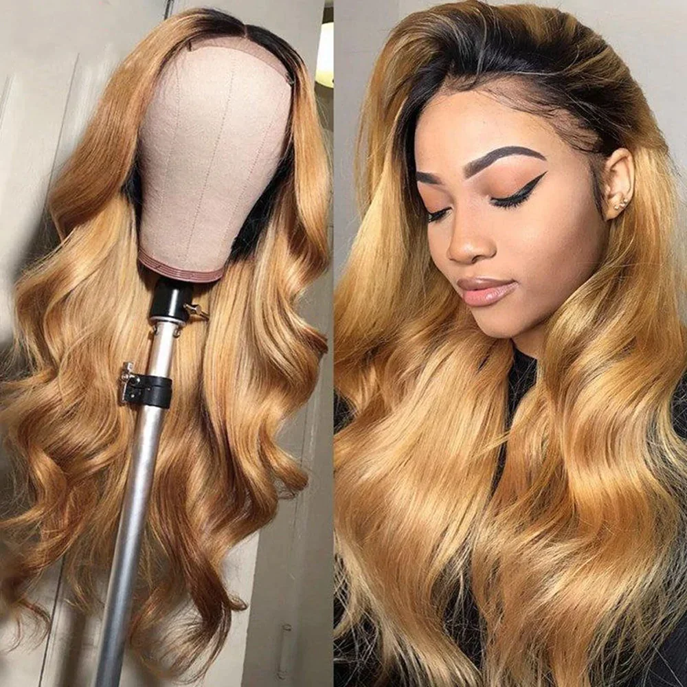 QVR Glueless Pre-cut Ombre Color 4x6 HD Lace Closure Wigs Straight/Body Wave Human Hair Wig - Image 3