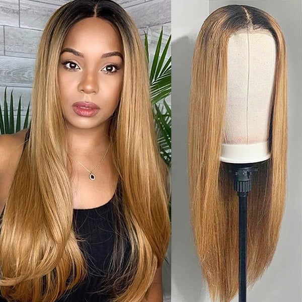 QVR Glueless Pre-cut Ombre Color 4x6 HD Lace Closure Wigs Straight/Body Wave Human Hair Wig - Image 4
