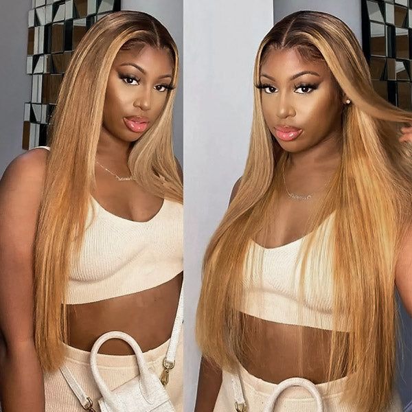 QVR Glueless Pre-cut Ombre Color 4x6 HD Lace Closure Wigs Straight/Body Wave Human Hair Wig - Image 5