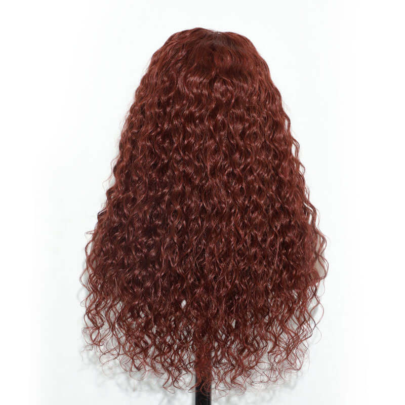 QVR Glueless Reddish Brown 4x6 Pre-cut Lace Closure Water Wave Wigs Wear Go Human Hair Wigs - Image 4