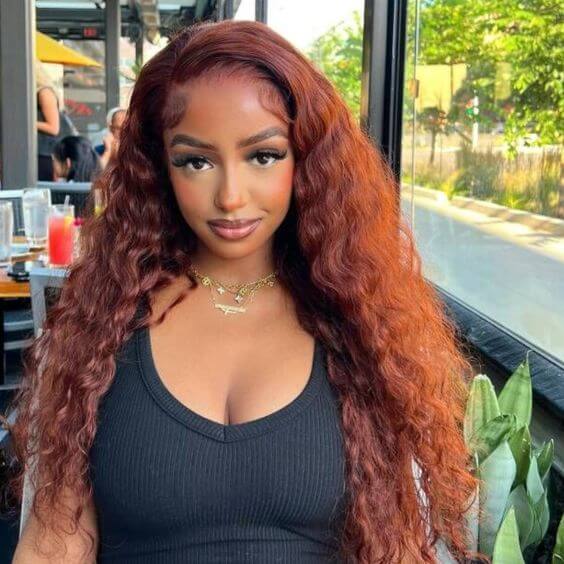 QVR Glueless Reddish Brown 4x6 Pre-cut Lace Closure Water Wave Wigs Wear Go Human Hair Wigs - Image 7