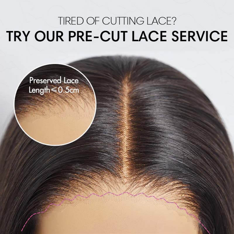 QVR Glueless Blonde Highlight Silky Straight 13x4 Pre-Cut Lace Frontal Wig Human Hair Wigs - Image 4