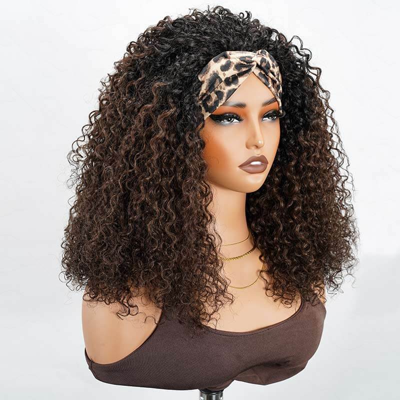 QVR Glueless Dark Brown Twist Curly Half Wig with Black Roots 250% Density Human Hair Wig #T1B/4 Wear Go Flip Over Wig - Image 7