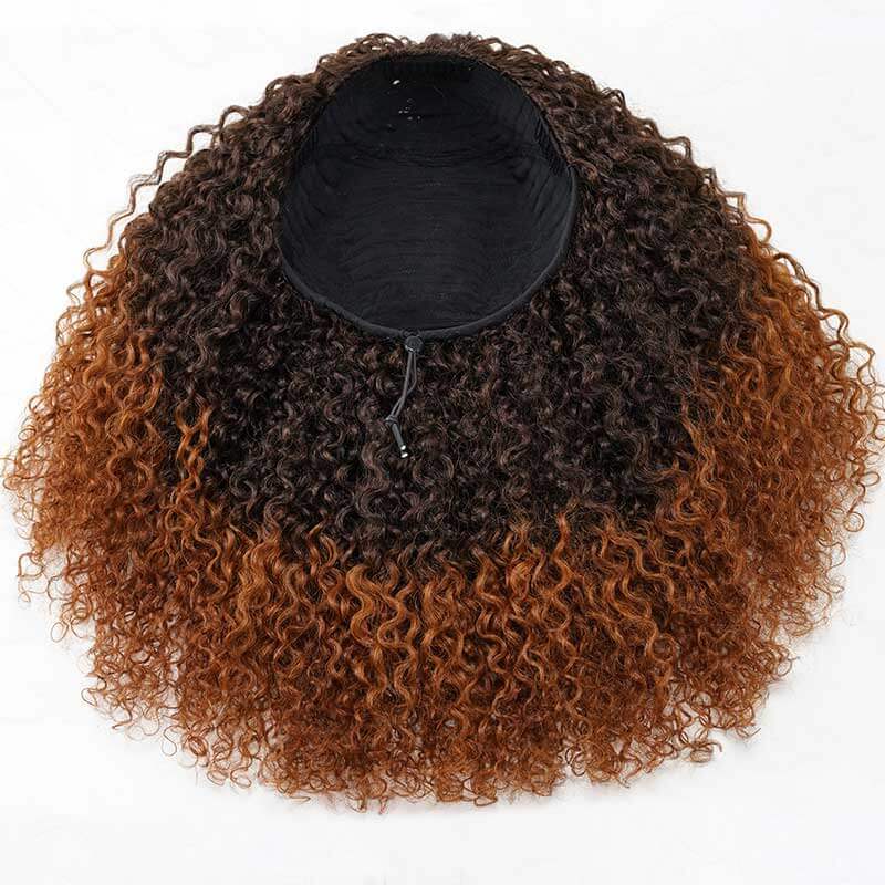 QVR Glueless Ombre Brown Twist Curly Half Wig 250% Density Human Hair Wig #T2/30 Wear Go Flip Over Wig - Image 3