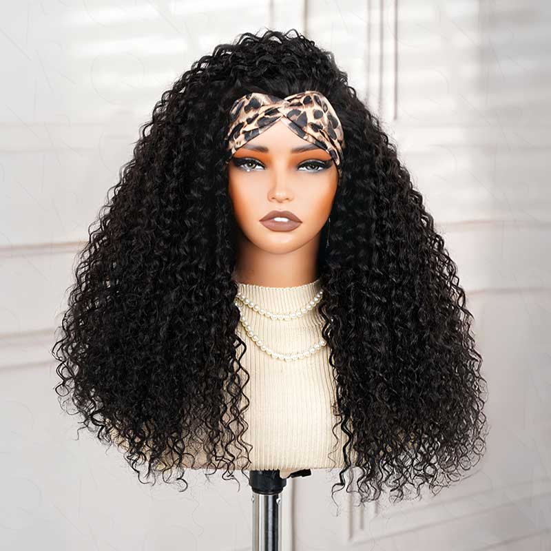 QVR Glueless Water Wave Half Wig 250% Density Human Hair Wig Natural Black Wear Go Flip Over Wig - Image 11