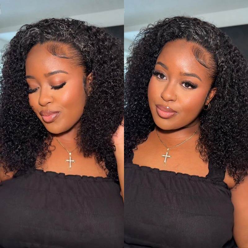 QVR Glueless Twist Curly Half Wig 250% Density Human Hair Wig Wear Go Flip Over Wig - Image 17