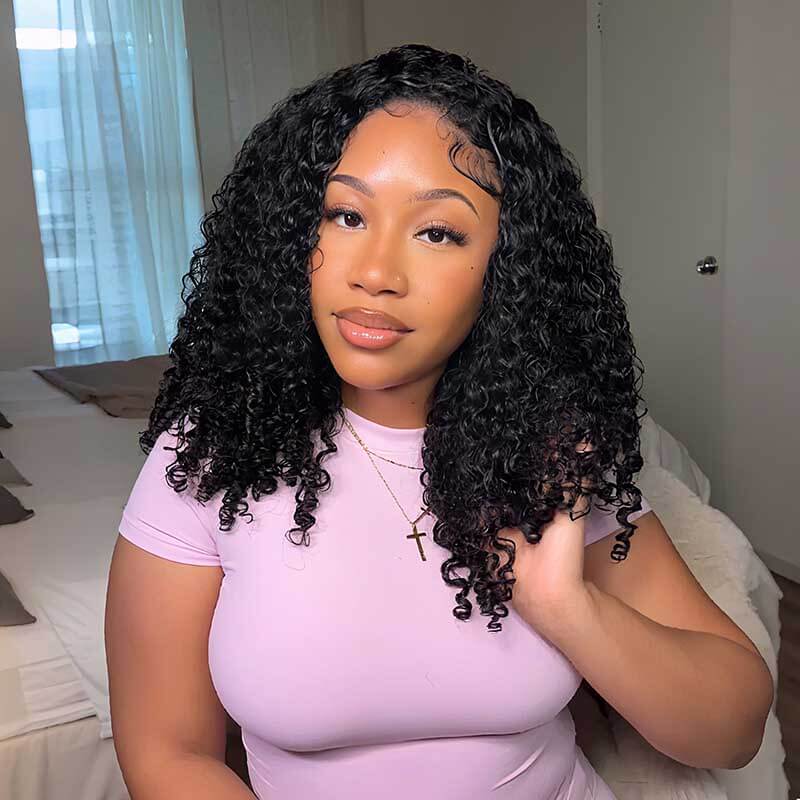 QVR Glueless Twist Curly Half Wig 250% Density Human Hair Wig Wear Go Flip Over Wig - Image 19