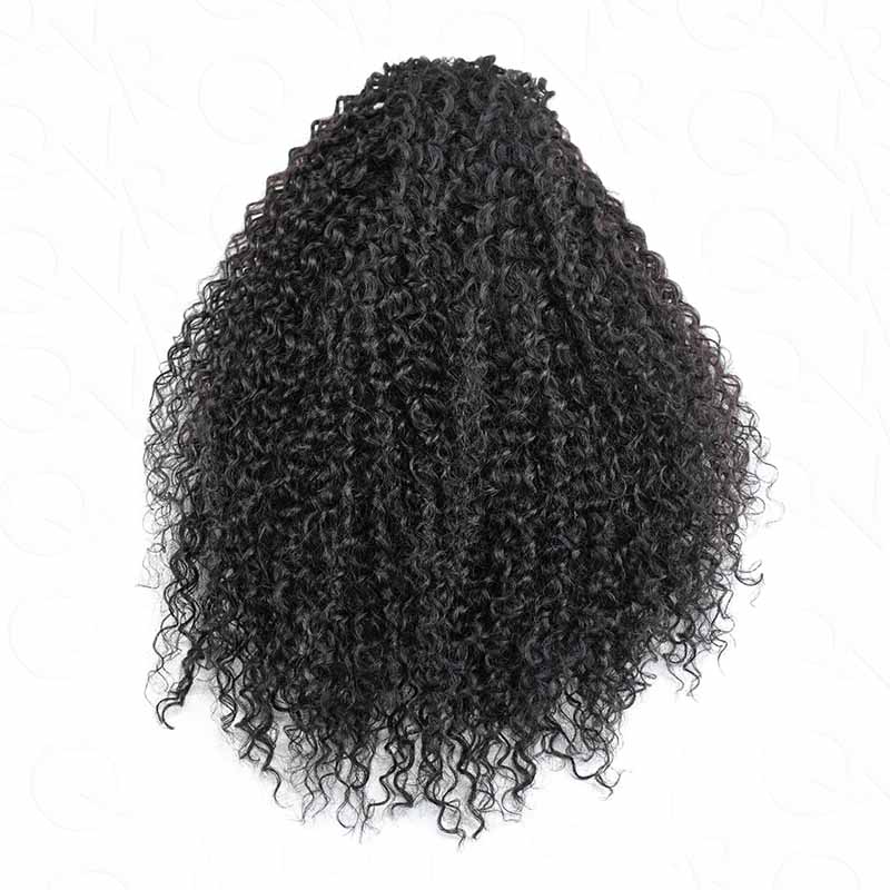QVR Glueless Water Wave Half Wig 250% Density Human Hair Wig Natural Black Wear Go Flip Over Wig - Image 5