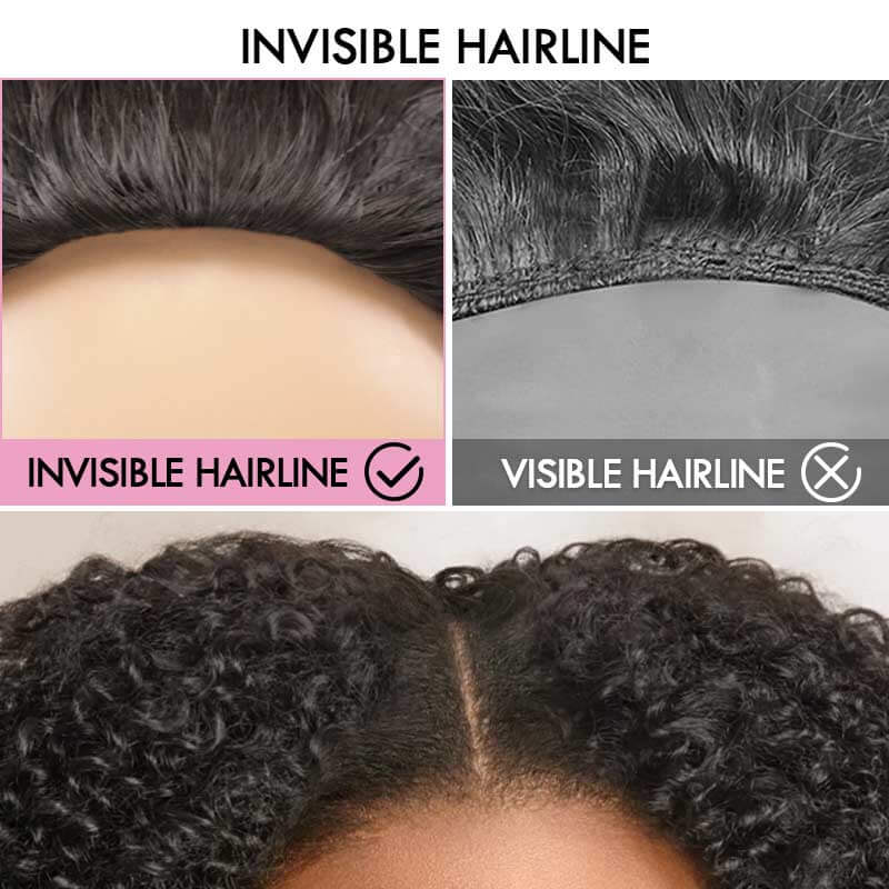 QVR Glueless Water Wave Half Wig 250% Density Human Hair Wig Natural Black Wear Go Flip Over Wig - Image 6