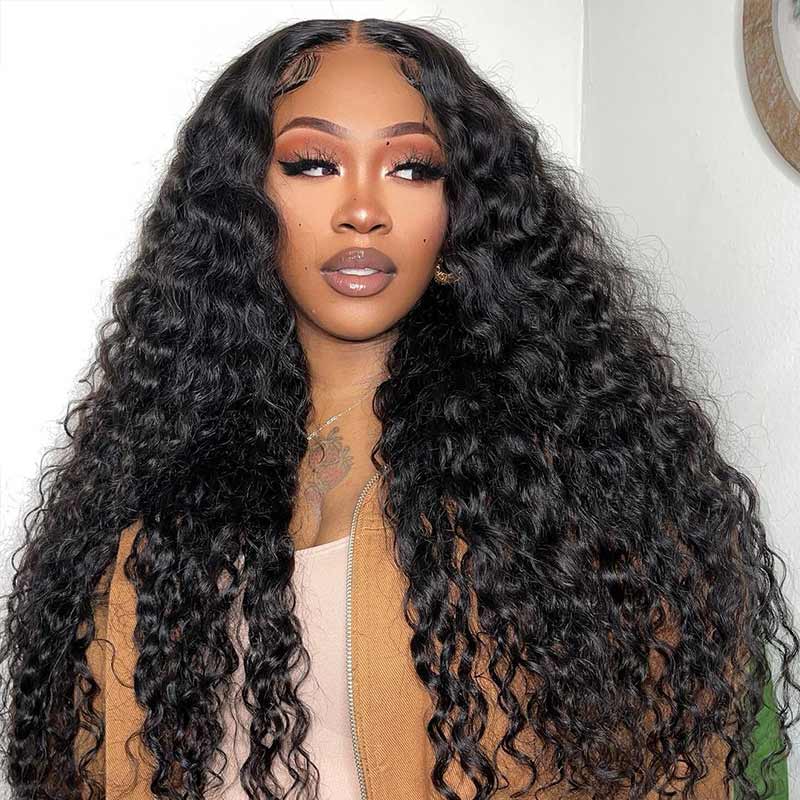QVR Glueless Water Wave Pre-Bleached 7x5 Lace Wig With Invisible Knots - Image 3