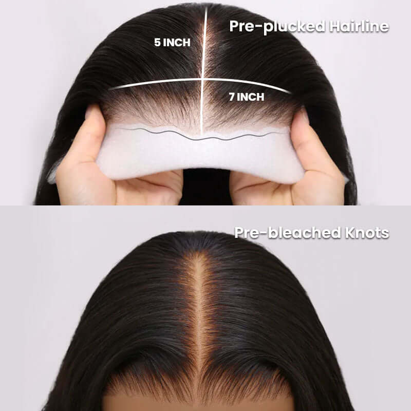 QVR Glueless Water Wave Pre-Bleached 7x5 Lace Wig With Invisible Knots - Image 7