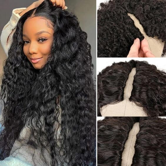 QVR Glueless Water Wave V Part Wigs 180% Density Super Natural Human Hair Glueless 0 Skill Needed Wig - Image 8