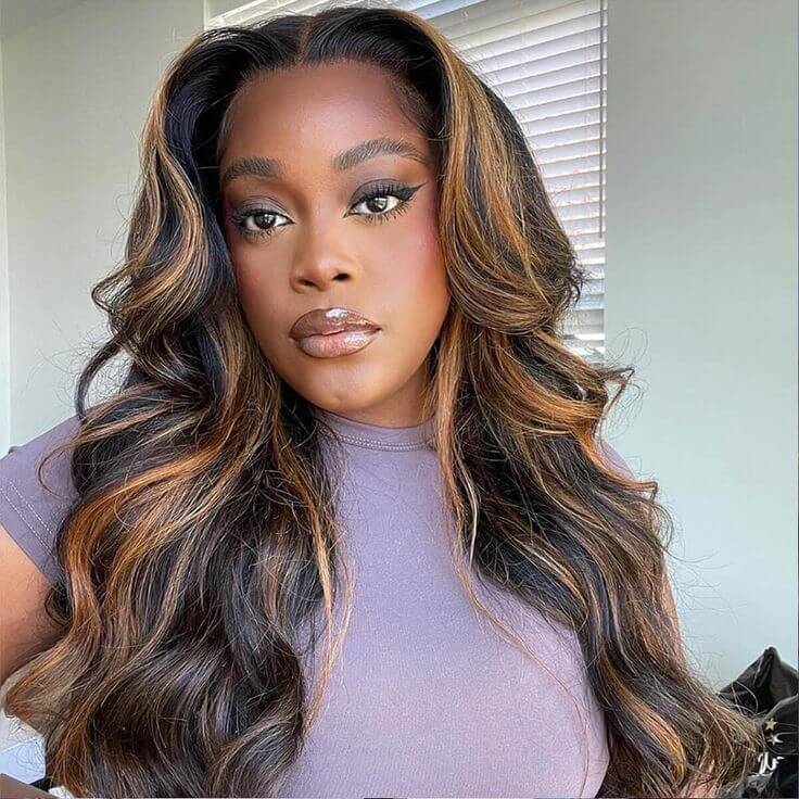QVR Glueless Wig Highlight P1B/30 Body Wave 13x4 Lace Frontal Wigs Human Hair Wig For Black Women - Image 2