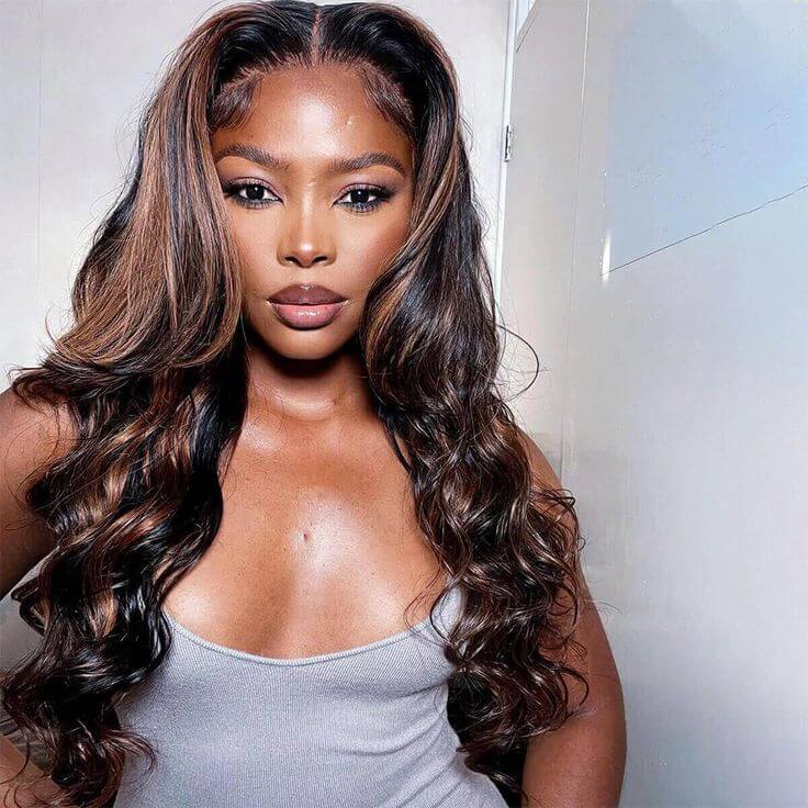 QVR Glueless Wig Highlight P1B/30 Body Wave 13x4 Lace Frontal Wigs Human Hair Wig For Black Women - Image 3