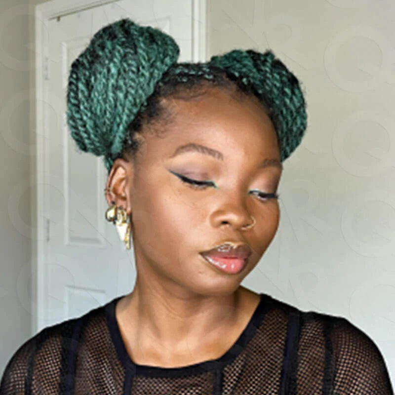 QVR Green Color Afro kinky Bulk Hair Extensions For Braiding Dreadlock Human Hair - Image 3