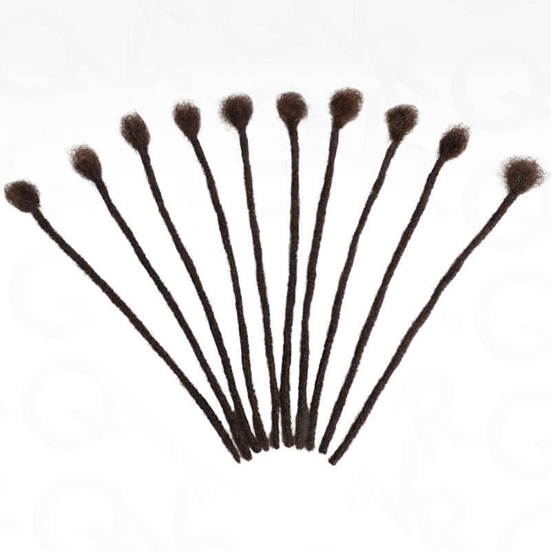 QVR Handmade Dreadlocks Dark Brown #4 Thickness 0.6cm Human Hair Loc Extensions - Image 2