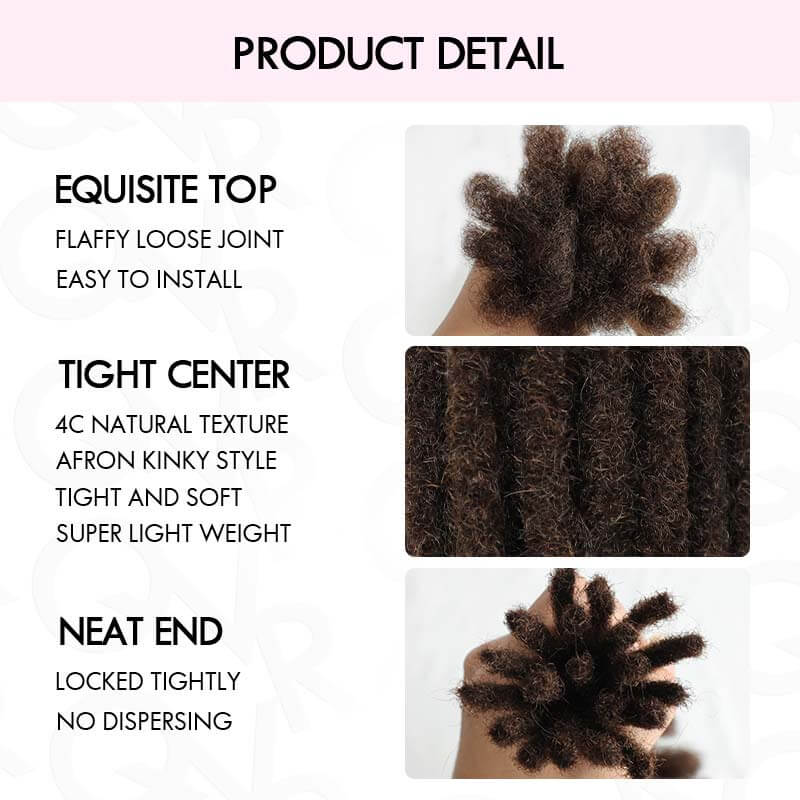 QVR Handmade Dreadlocks Dark Brown #4 Thickness 0.6cm Human Hair Loc Extensions - Image 4