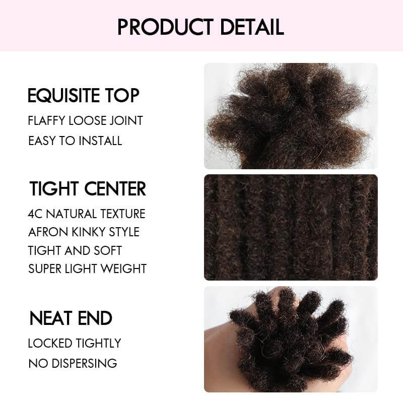 QVR Handmade Dreadlocks Deep Brown #2 Thickness 0.6cm Human Hair Loc Extensions - Image 4