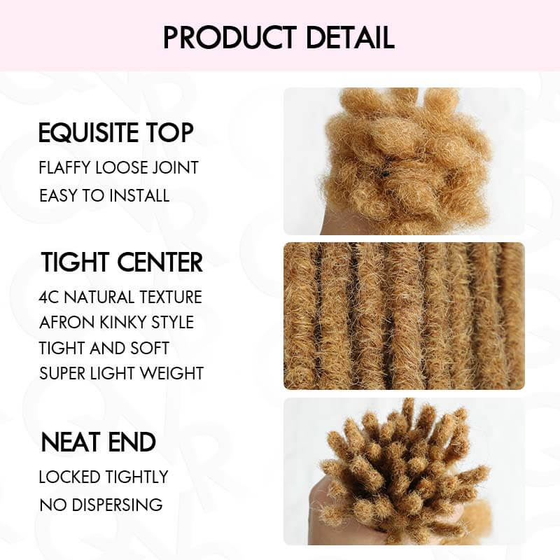 QVR Handmade Dreadlocks Honey Blonde #27 Thickness 0.6cm Human Hair Loc Extensions - Image 4