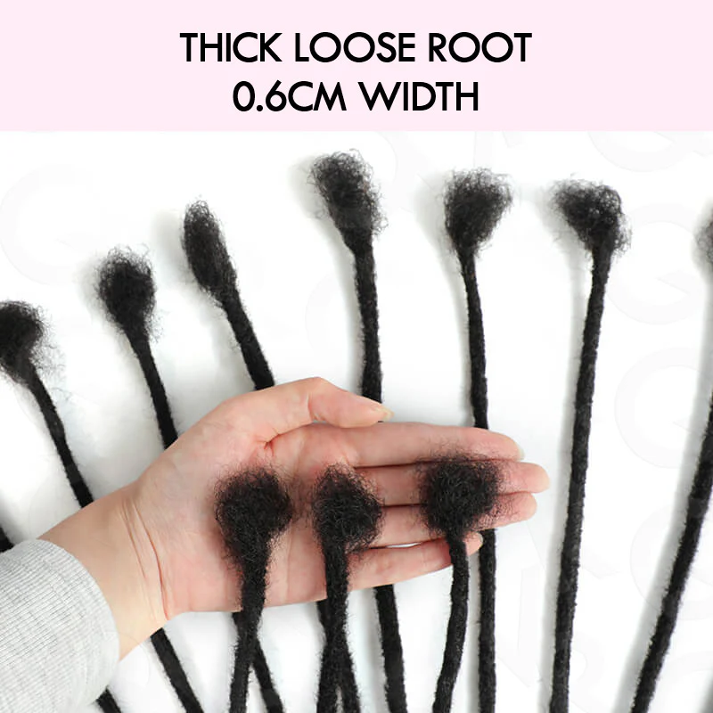 QVR Handmade Dreadlocks Natural Black Thickness 0.6cm Human Hair Loc Extensions - Image 3