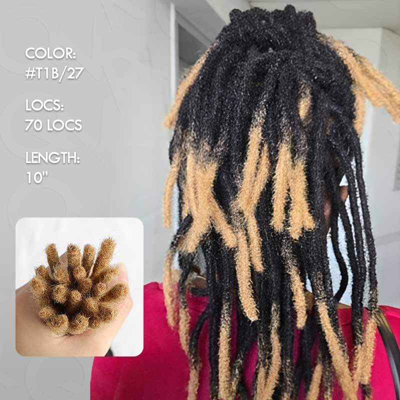 QVR Handmade Dreadlocks Ombre #T1B/27 Color Thickness 0.6cm Loc Extensions Human Hair - Image 3