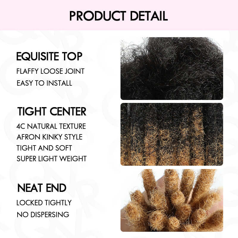 QVR Handmade Dreadlocks Ombre #T1B/27 Color Thickness 0.6cm Loc Extensions Human Hair - Image 6