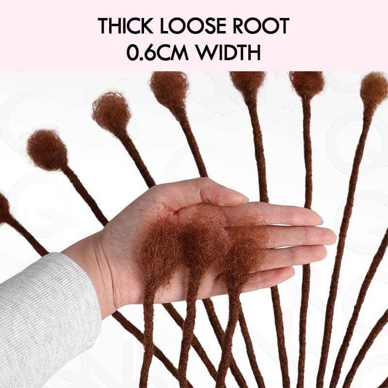 QVR Handmade Dreadlocks Reddisn Brown #33 Thickness 0.6cm Human Hair Loc Extensions - Image 2