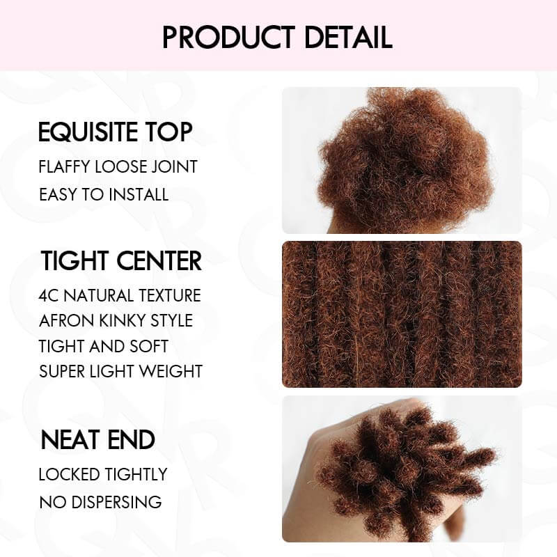 QVR Handmade Dreadlocks Reddisn Brown #33 Thickness 0.6cm Human Hair Loc Extensions - Image 4