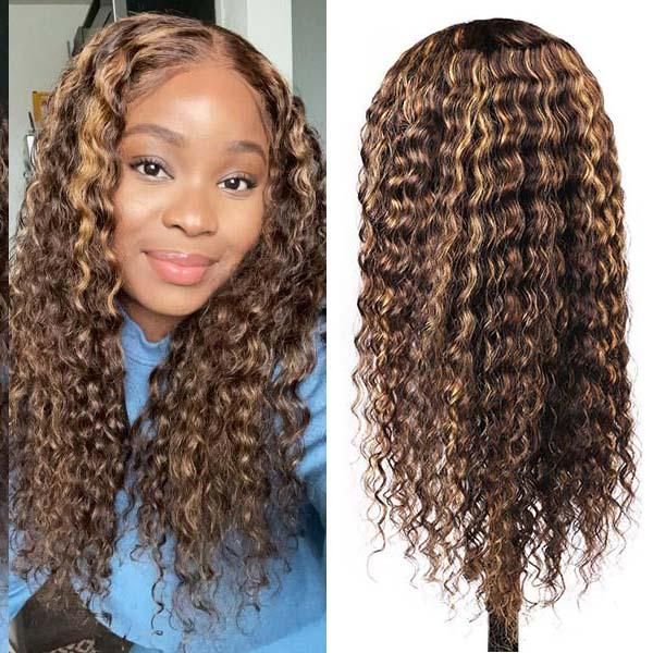 QVR Highlight 13x4 Piano Color Deep Wave Pre-plucked Lace Frontal Human Hair Wig - Image 8