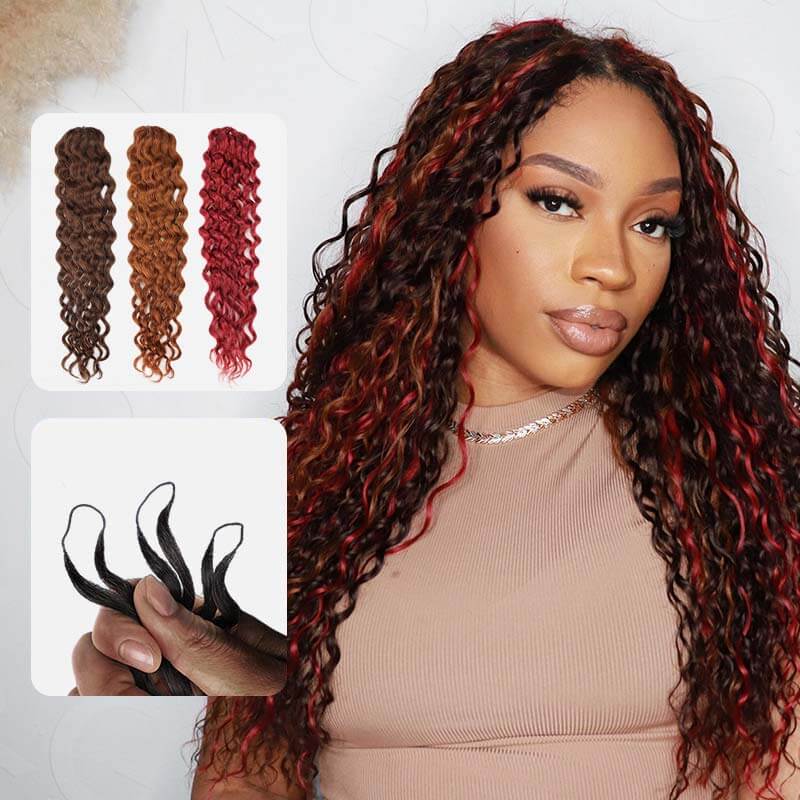 QVR Highlight #4/30/530 Color Water Wave Crochet Braid Human Hair Extensions - Image 2