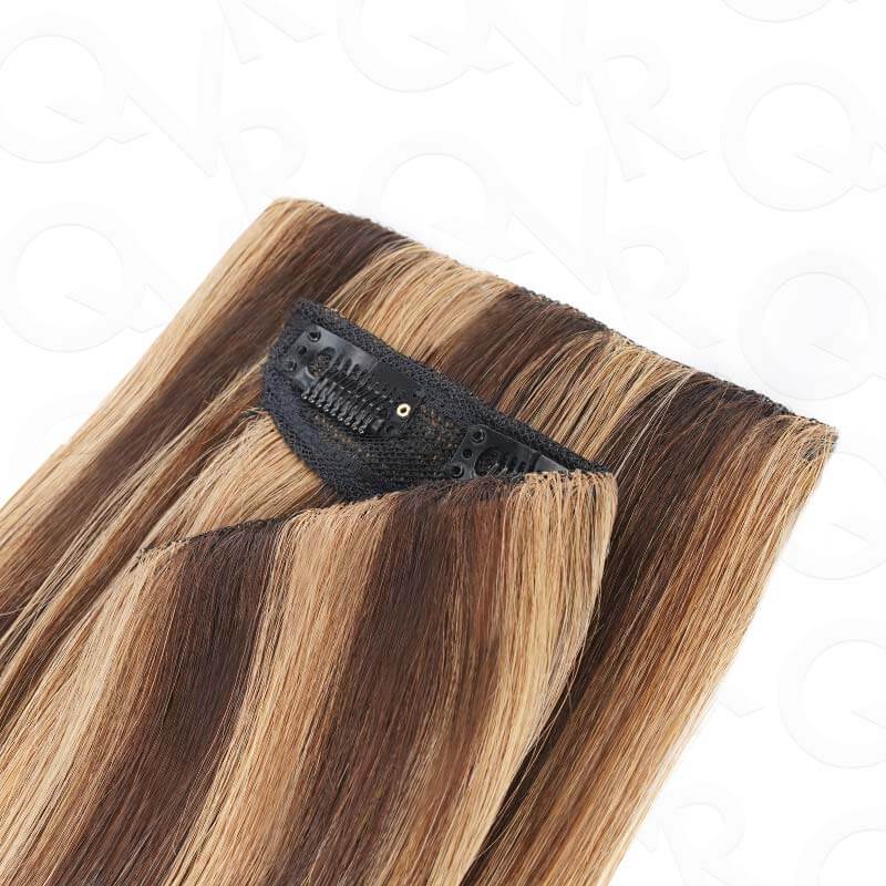 QVR Highlight #P4/30 9PCS Weft Clip In Hair Extensions Volumizer #P4/27 Straight Clip In Human Hair - Image 12