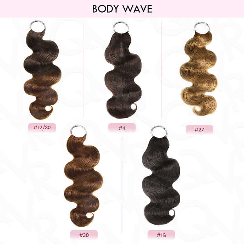 QVR Highlight Brown Body Wave Feather Crochet Hair Machine Made Feather Human Hair Extension - Image 7
