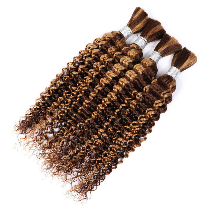 QVR Highlight P4/27 Kinky Curly Bulk Hair Extensions for Boho Knotless Braiding - Image 3