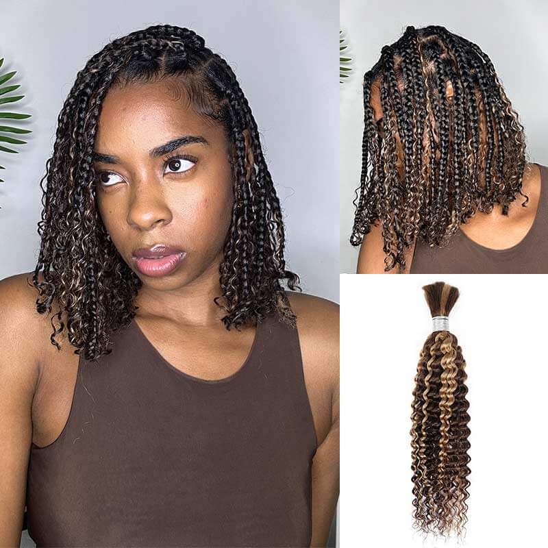QVR Highlight P4/27 Kinky Curly Bulk Hair Extensions for Boho Knotless Braiding - Image 4