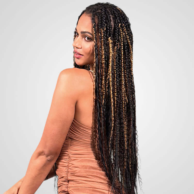 QVR Highlight P4/27 Kinky Curly Bulk Hair Extensions for Boho Knotless Braiding - Image 6