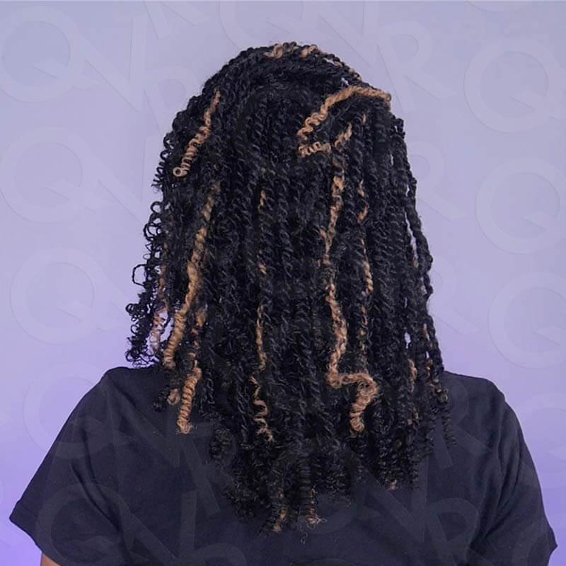 QVR #Honey Blonde+#1B Two Colors Afro Kinky Bulk Human Hair For Braiding DreadLock - Image 3