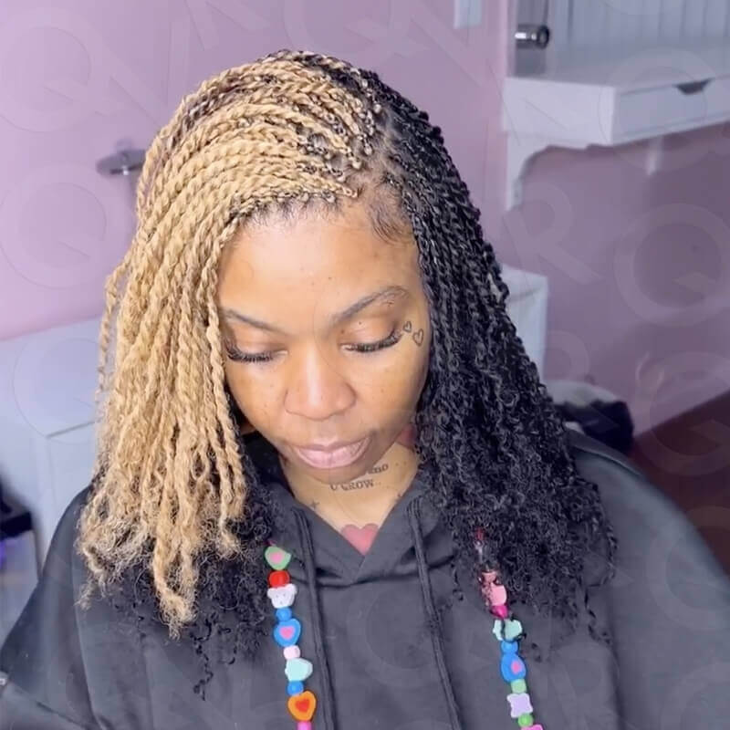 QVR #Honey Blonde+#1B Two Colors Afro Kinky Bulk Human Hair For Braiding DreadLock - Image 4