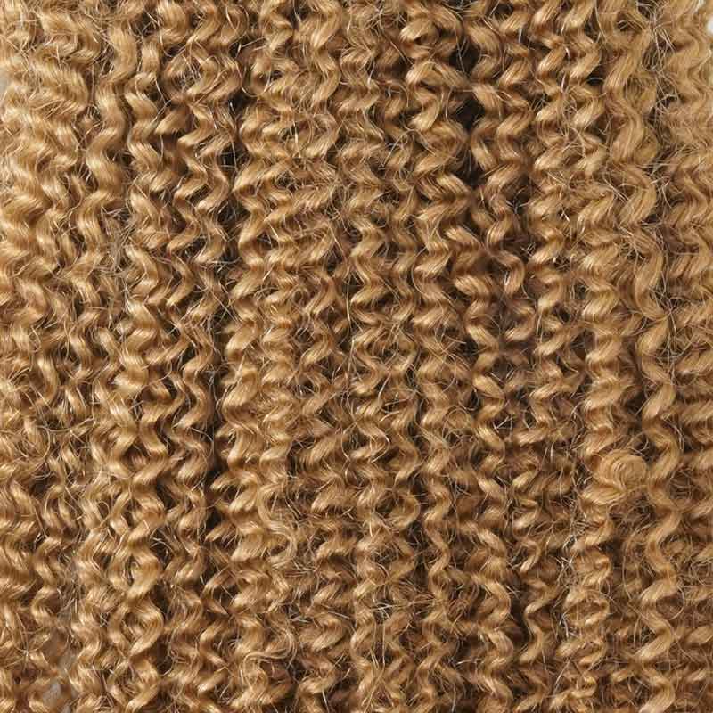 QVR Honey Blonde #27 Crochet Hair Afro Kinky Curly Machine Made Feather Human Hair Extension - Image 3