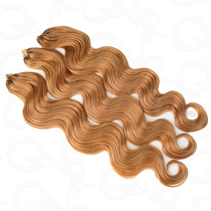 QVR Honey Blonde #27 Crochet Hair Body Wave Machine Made Feather Human Hair Extension - Image 2
