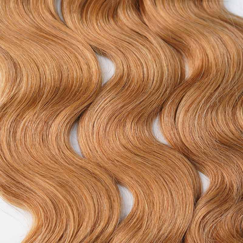 QVR Honey Blonde #27 Crochet Hair Body Wave Machine Made Feather Human Hair Extension - Image 4